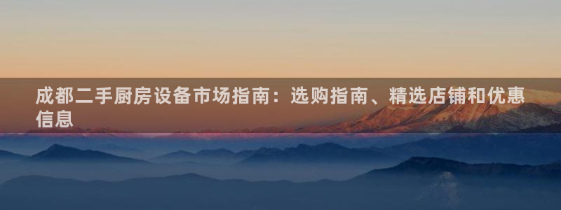 尊龙APP客户端平台：成都二手厨房设备市场指南：选购指南、精