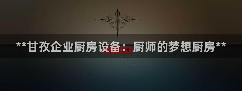 尊龙软件下载：**甘孜企业厨房设备：厨师的梦想厨房**